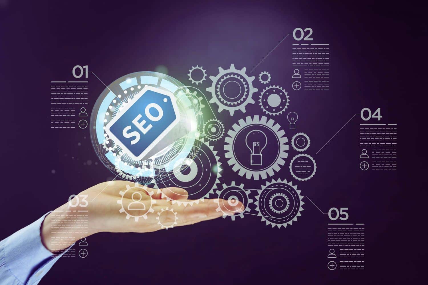 Concept d’optimisation SEO avec engrenages numériques