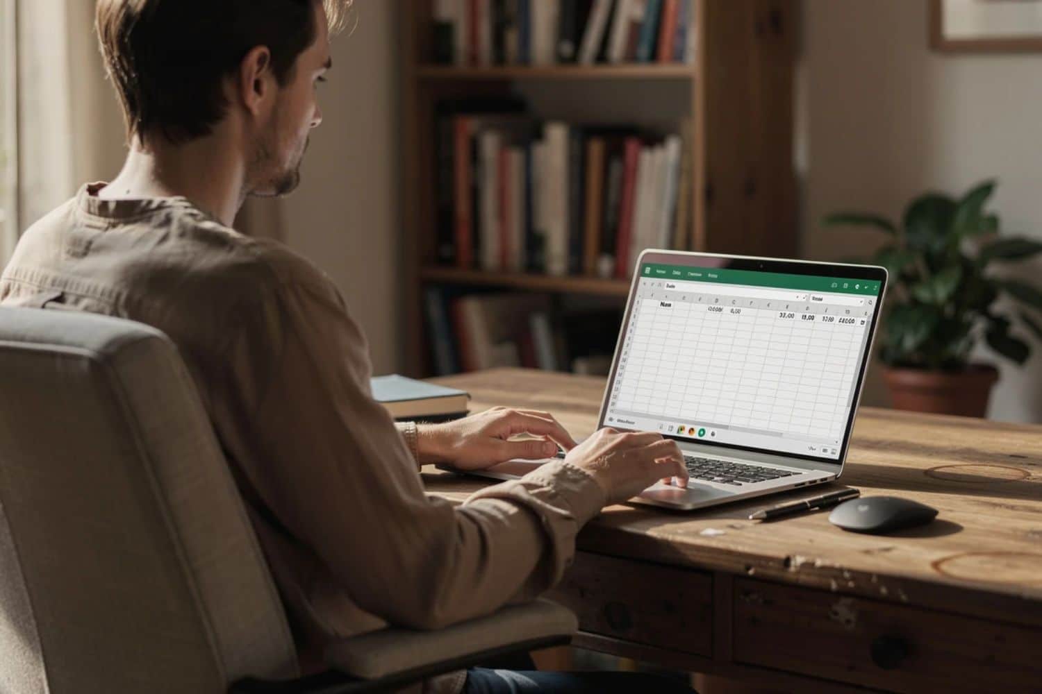 Homme travaillant sur un ordinateur portable avec tableur