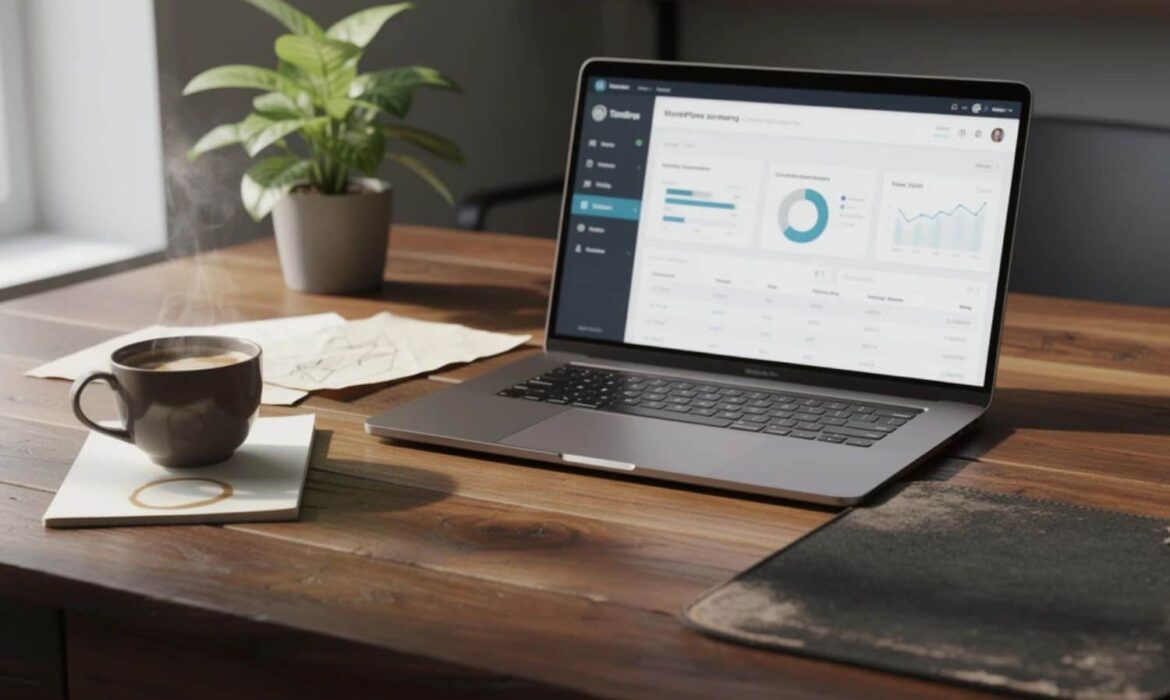 Ordinateur portable avec tableau de bord analytique