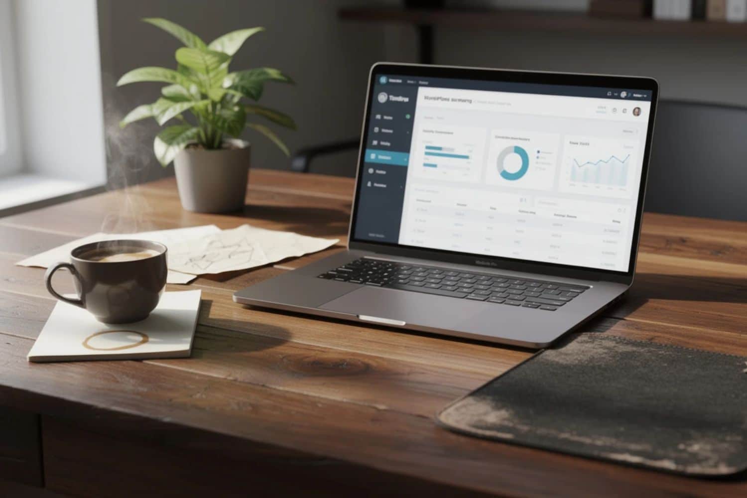 Ordinateur portable avec tableau de bord analytique