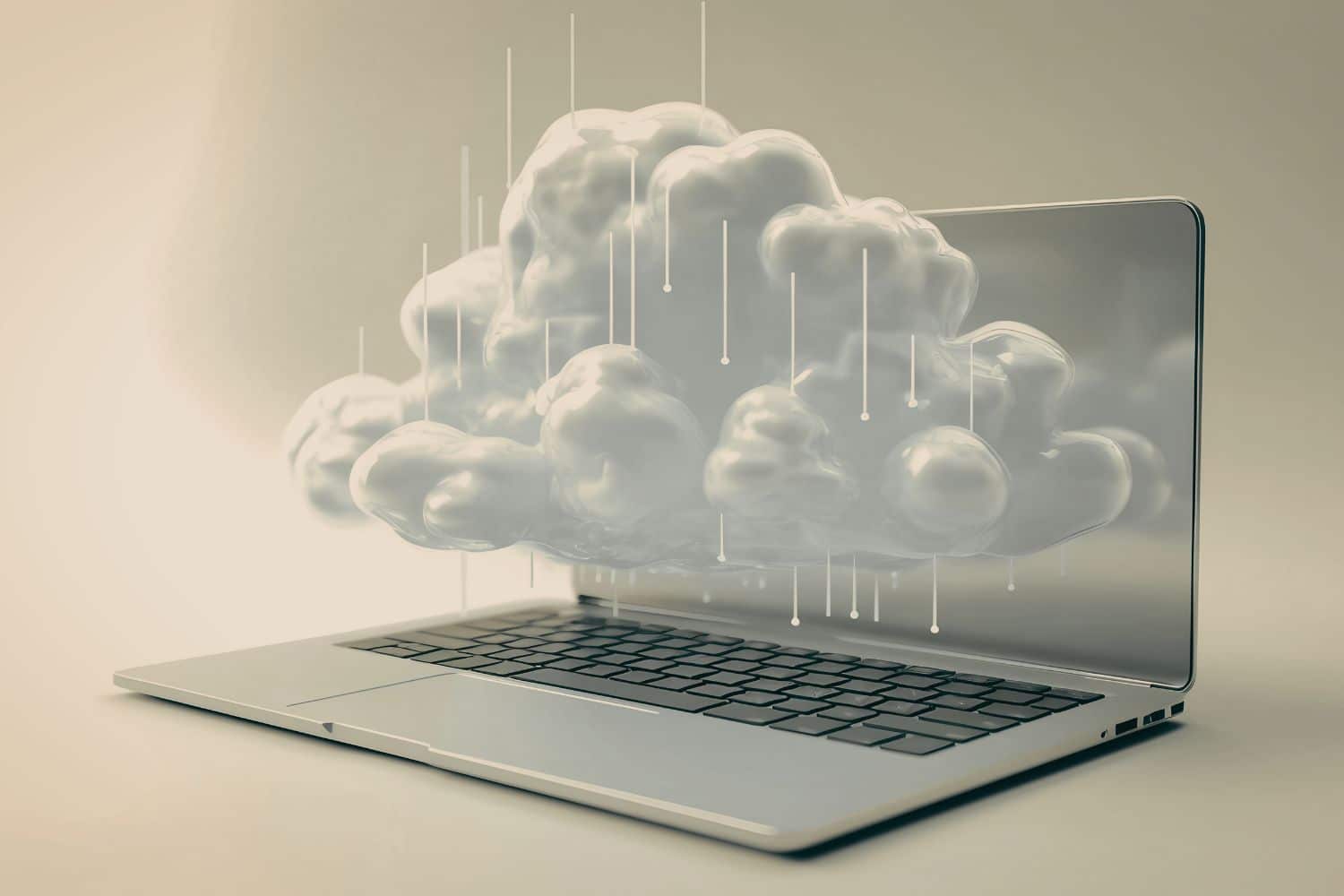 Ordinateur portable avec nuage numérique en 3D