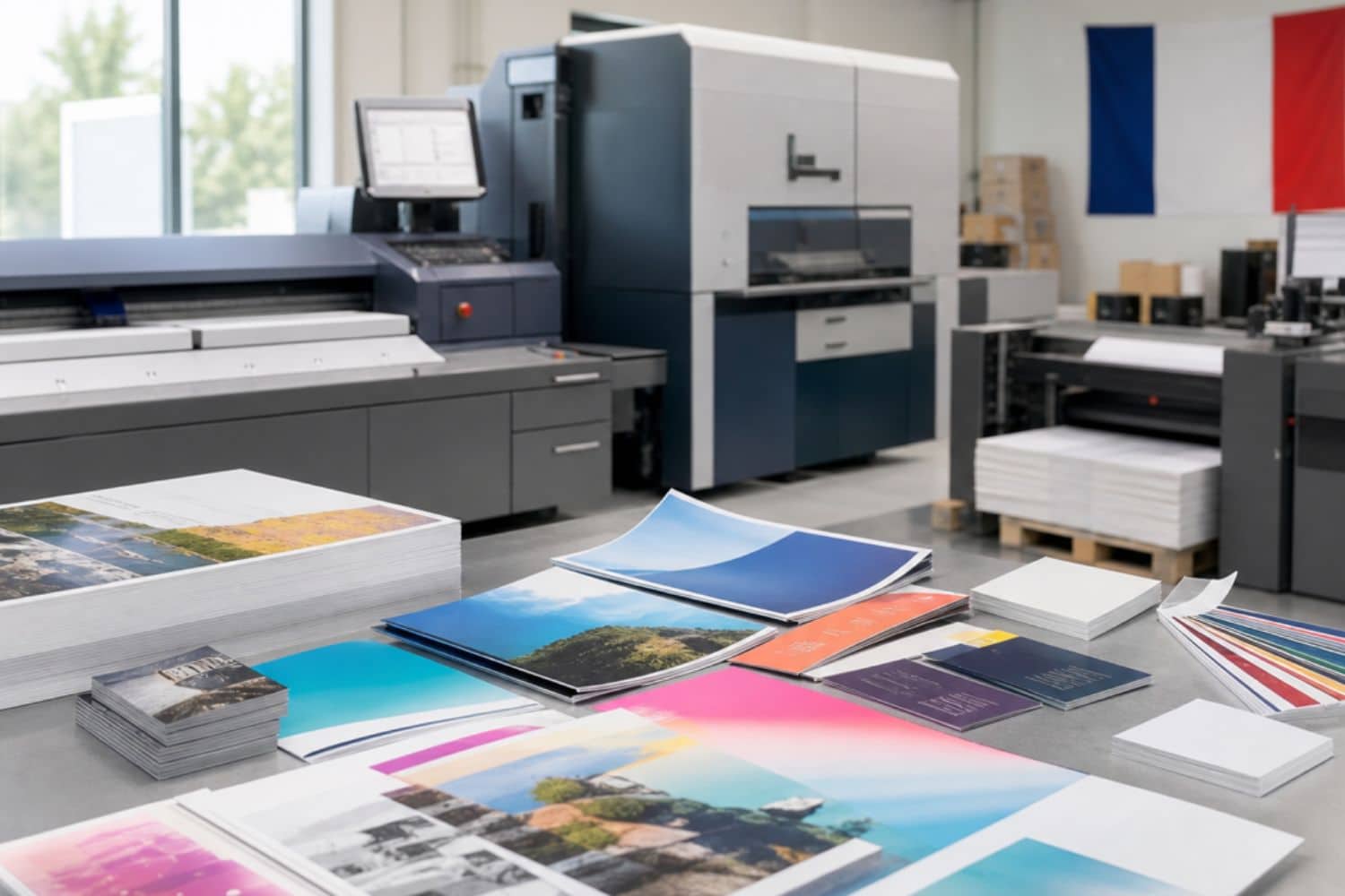 Atelier d'impression numérique avec échantillons couleur