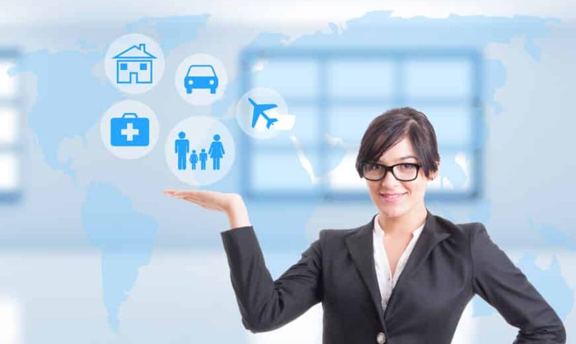 female consultant showing different types of insurance